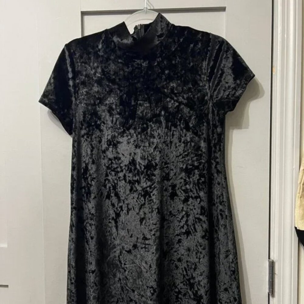Mock Neck velvet mini dress
